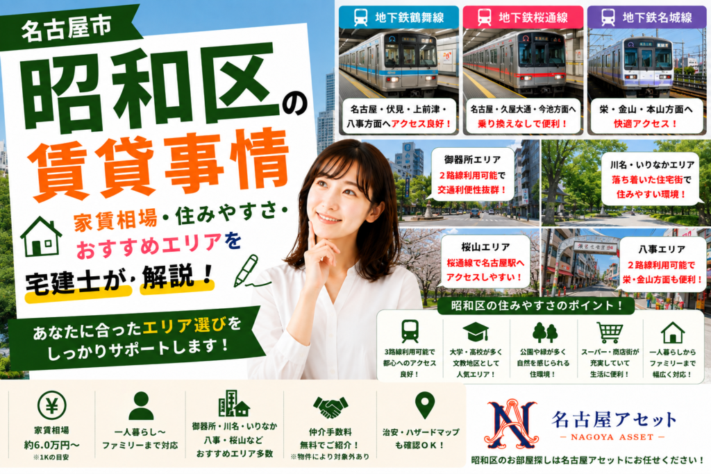 名古屋市昭和区の賃貸事情・家賃相場・住みやすさ・おすすめエリアを宅建士が解説